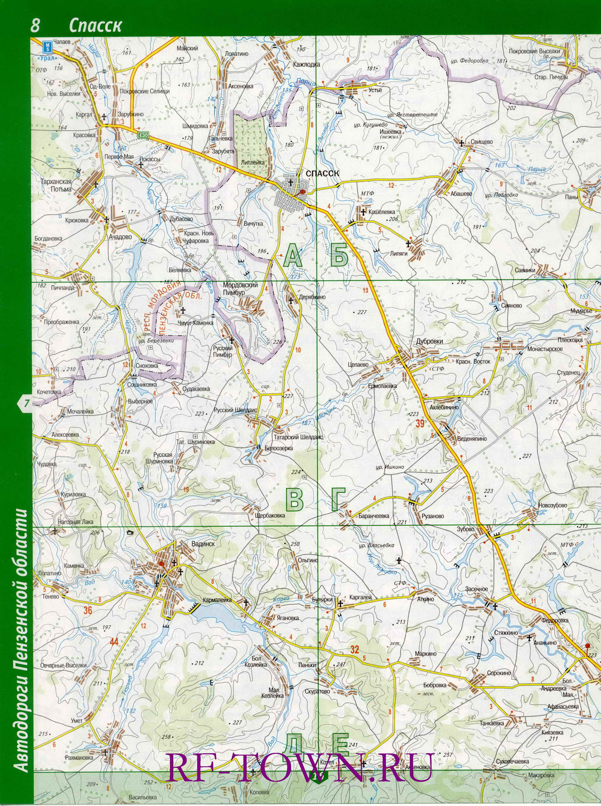 Карта Наровчатского района. Топографическая карта - Наровчатский район Пензенской области, A0 - 