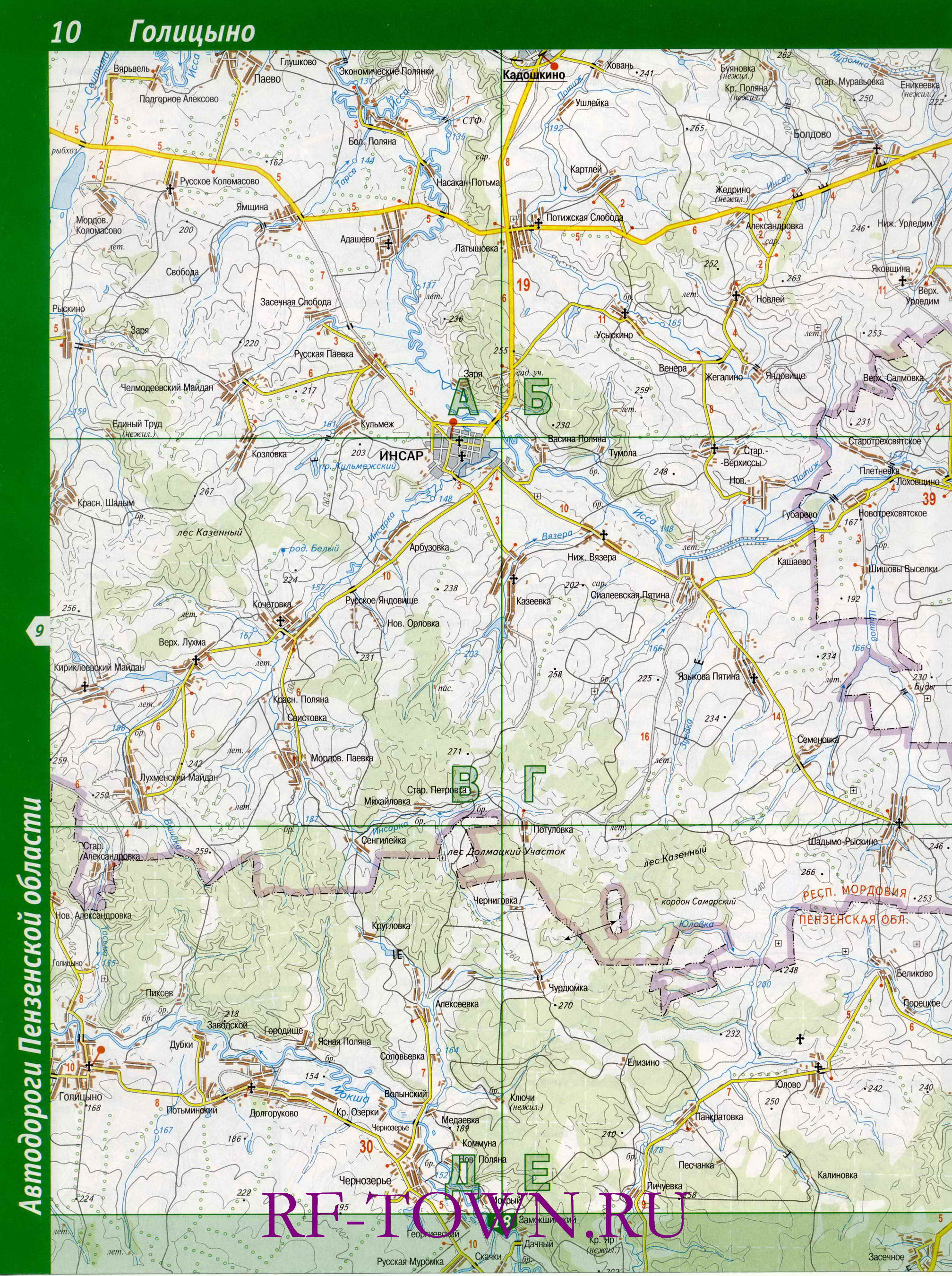 Карта Мокшанского района. Топографическая карта - Мокшанский район Пензенской области, A0 - 